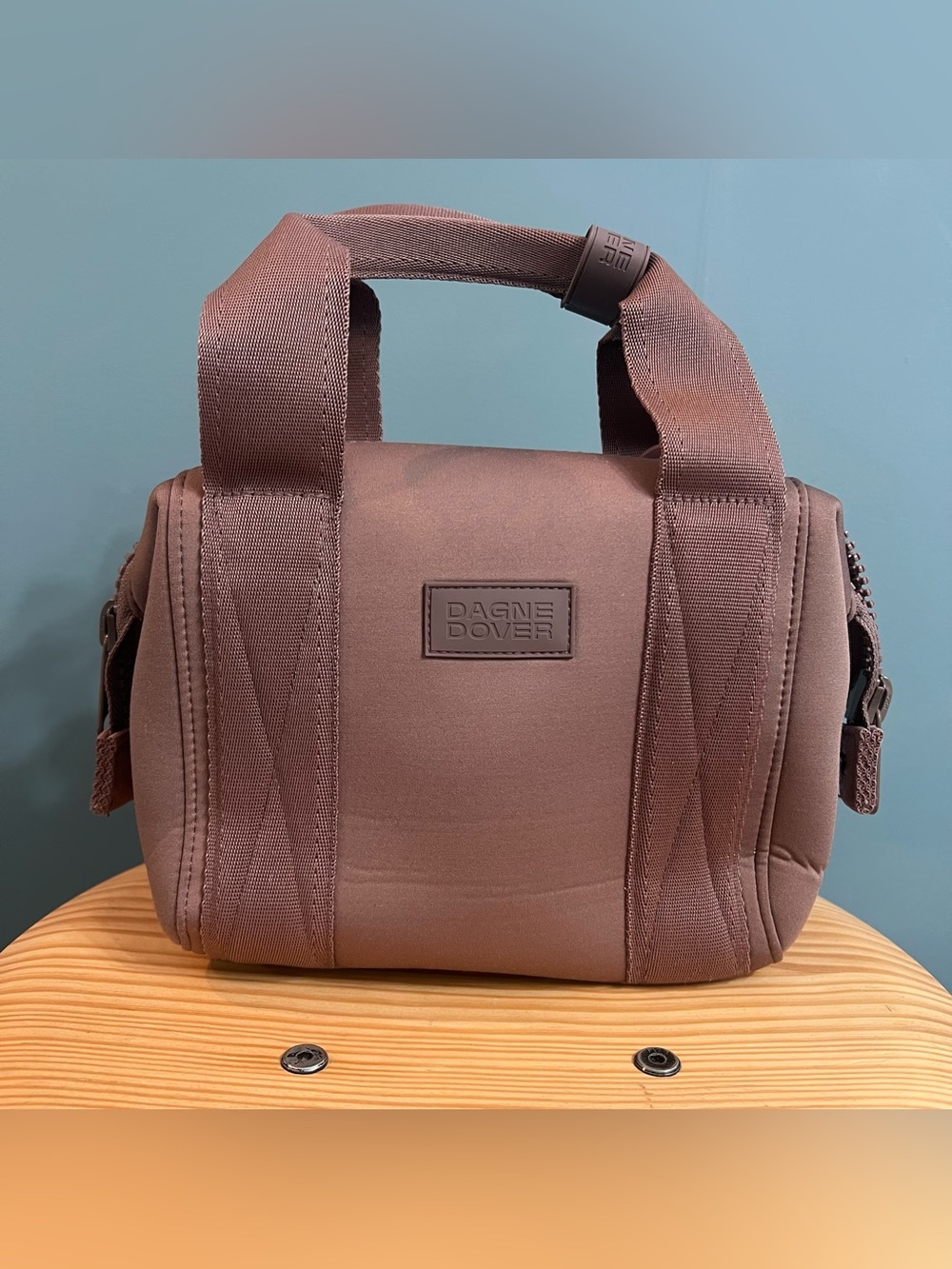 Dagne Dover Neoprene Mini Duffle Bag Dusty Mauve Pink Small Handbag